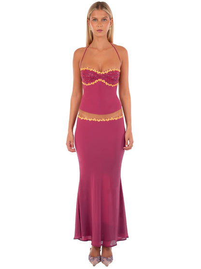Beaded Halter Midi Set