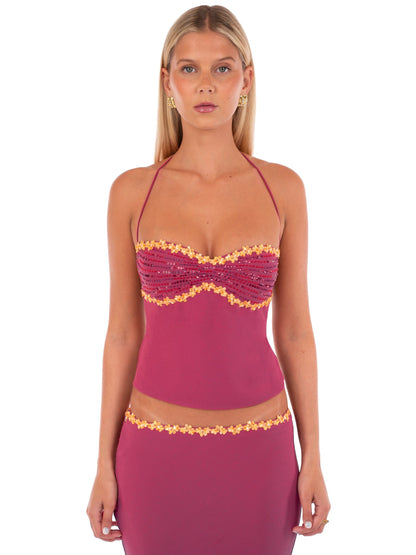 Beaded Halter Midi Set