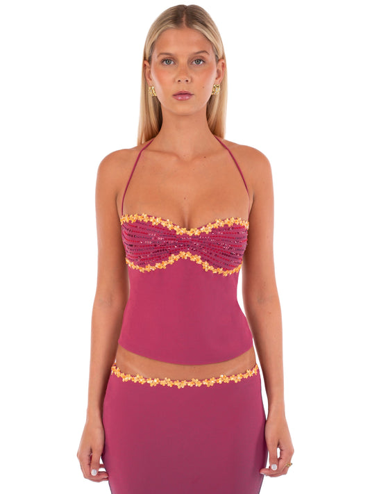 Beaded Halter Midi Set